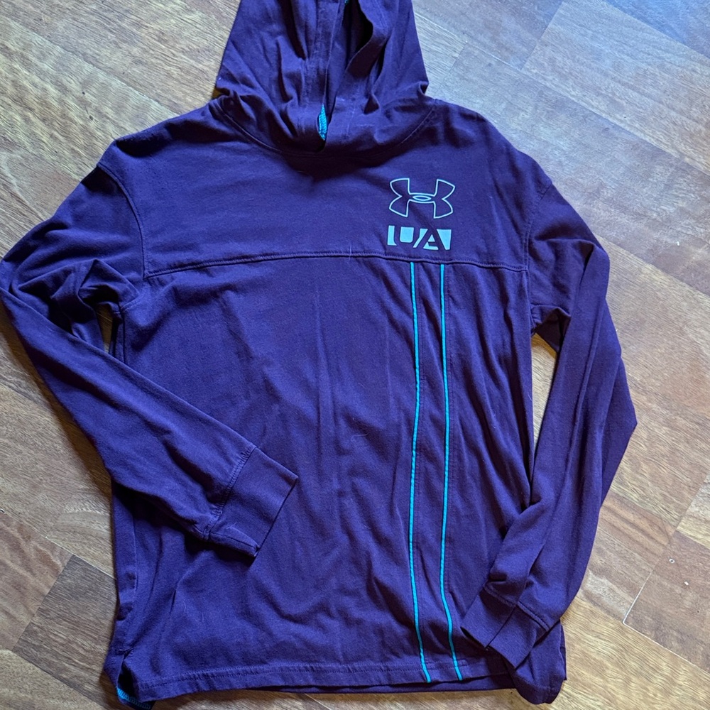 Under Armour purple Hooded tee with Teal Details